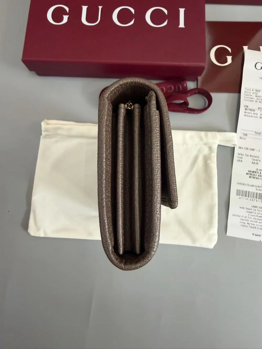 Gucci Beige GG Supreme Continental Wallet with Green and Red Web Stripe